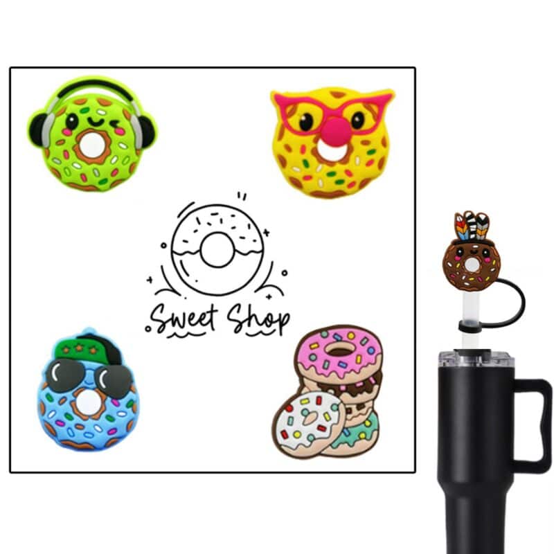 4-in-1 Donut Shaped Straw Topper Card Set