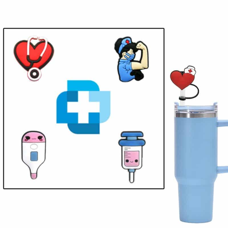 4-in-1 Medical Style Straw Topper Card Set