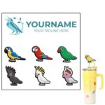 6-in-1 Bird Shaped Straw Topper Card Set