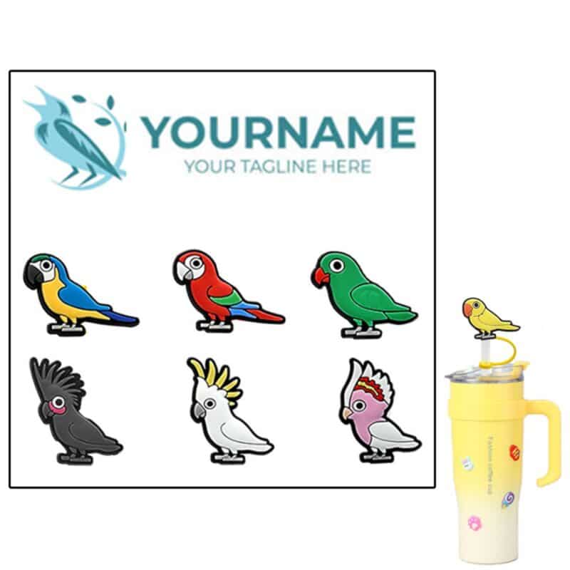 6-in-1 Bird Shaped Straw Topper Card Set