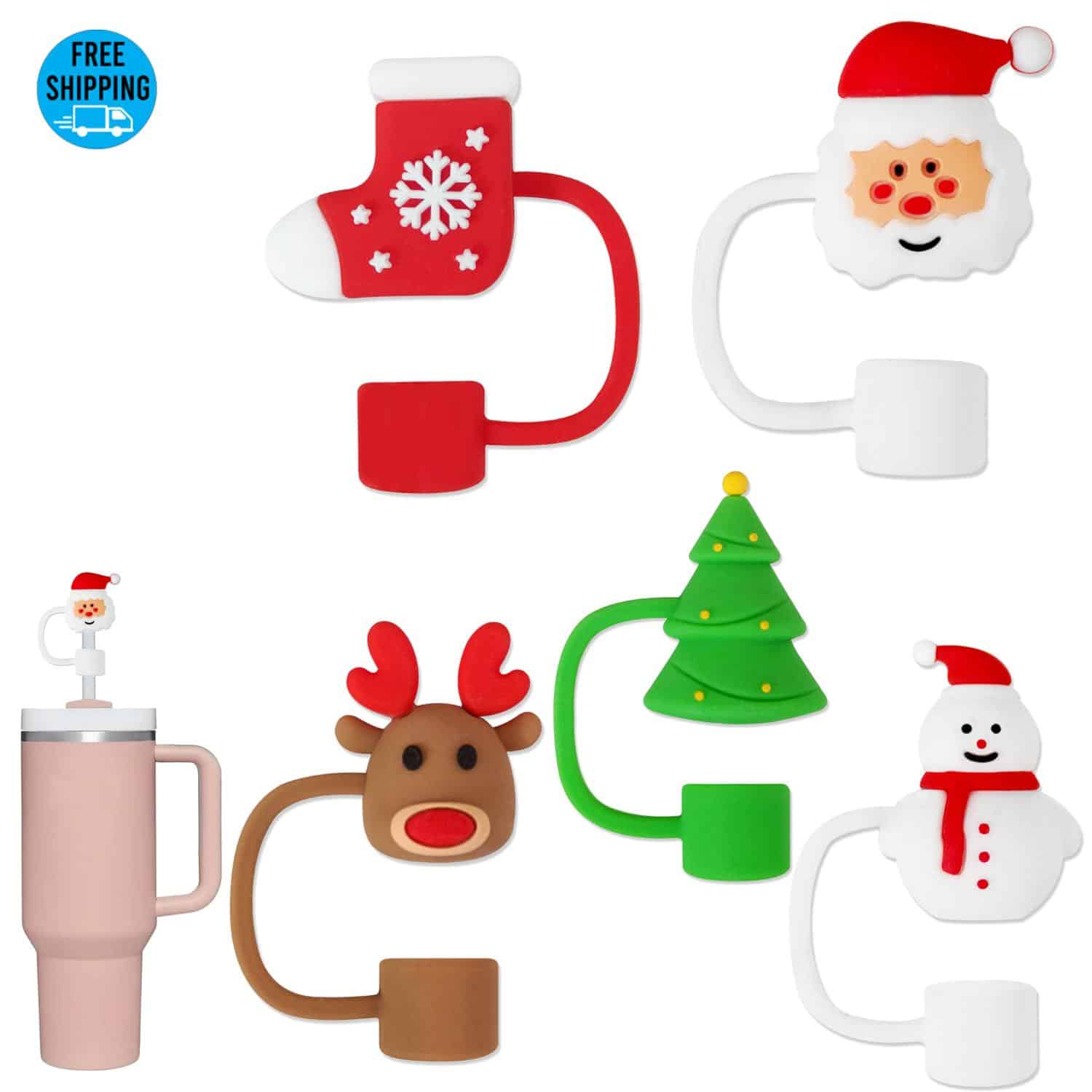 Christmas Theme Silicone Straw Cover