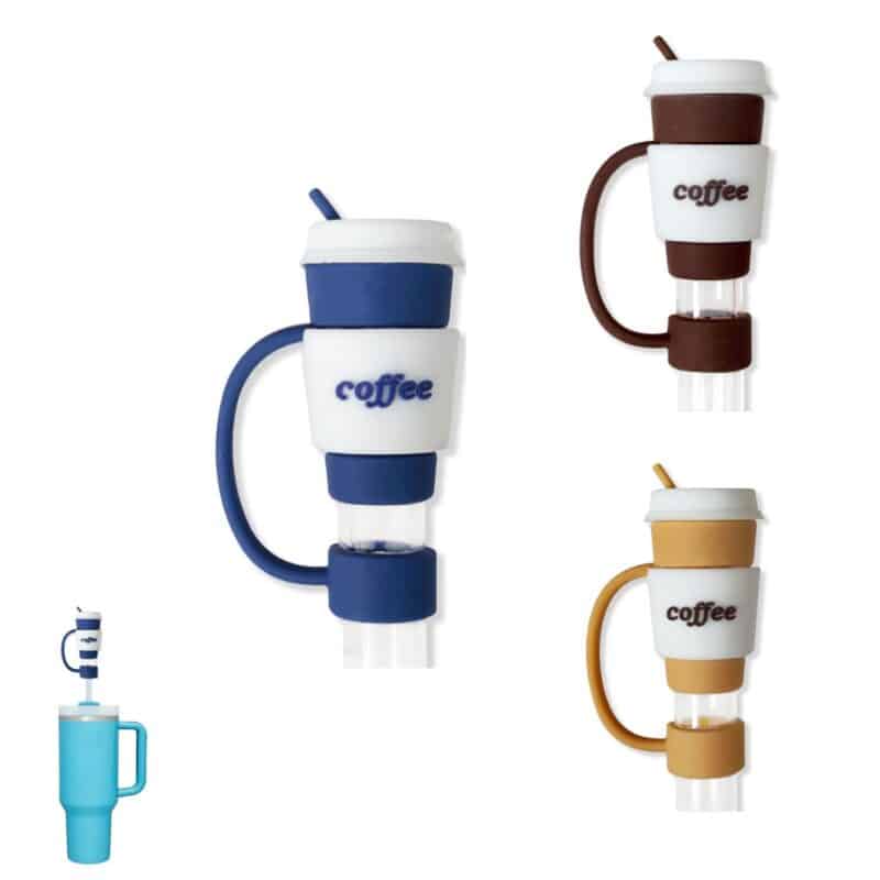Coffee Cup Style Silicone Straw Topper - 1