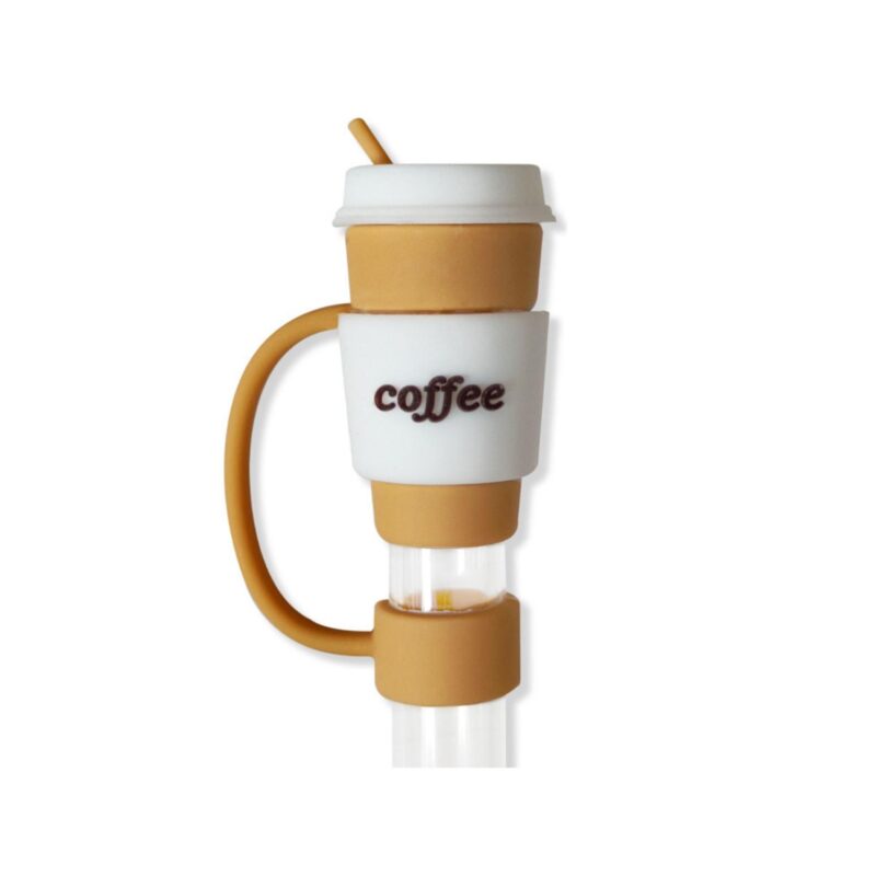 Coffee Cup Style Silicone Straw Topper - 4