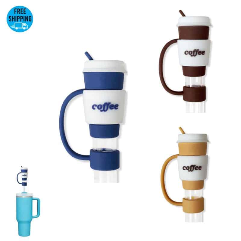 Coffee Cup Style Silicone Straw Topper
