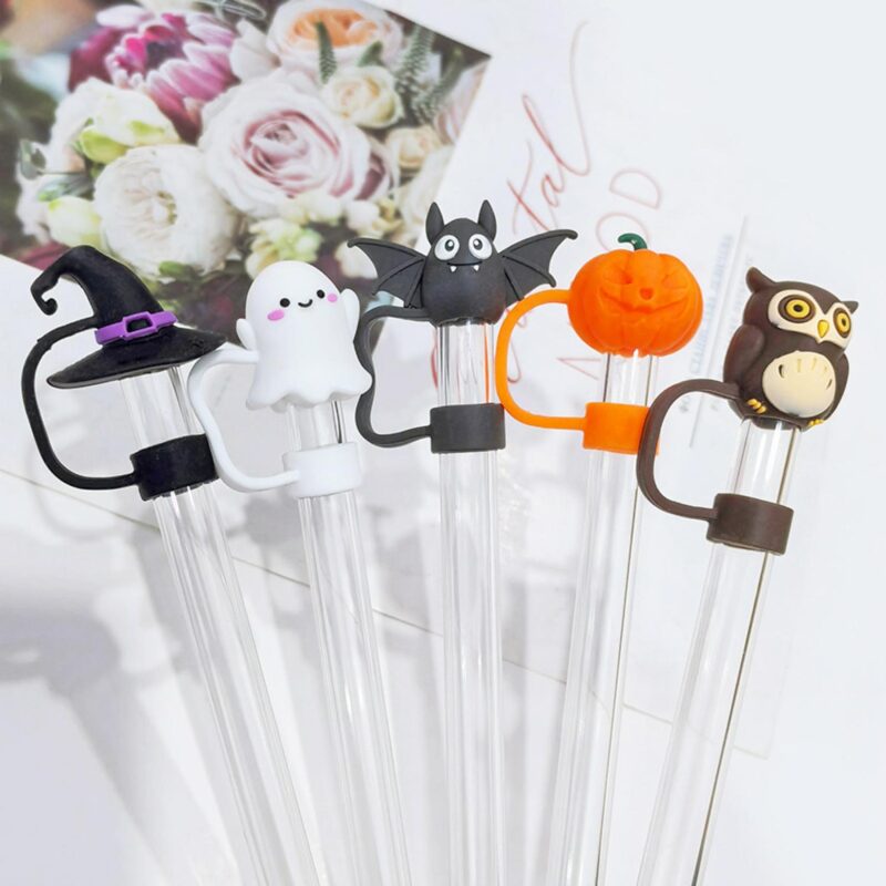 Halloween Theme Silicone Straw Topper Cover Cap - 7