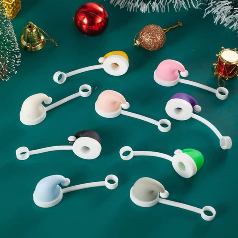 Christmas Hat Silicone Straw Cover - 4