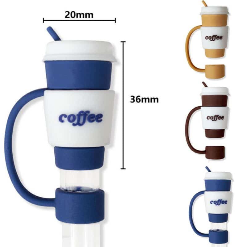 Coffee Cup Style Silicone Straw Topper - 1