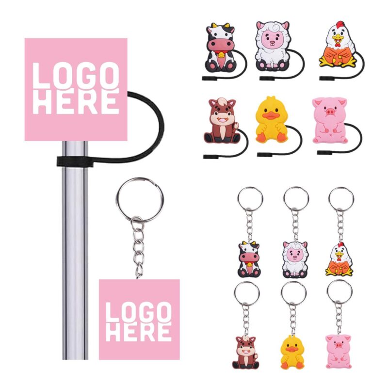 Keychain Straw Topper Set