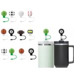 Customized Ball Game Silicone Straw Cover Tumbler Topper - 1