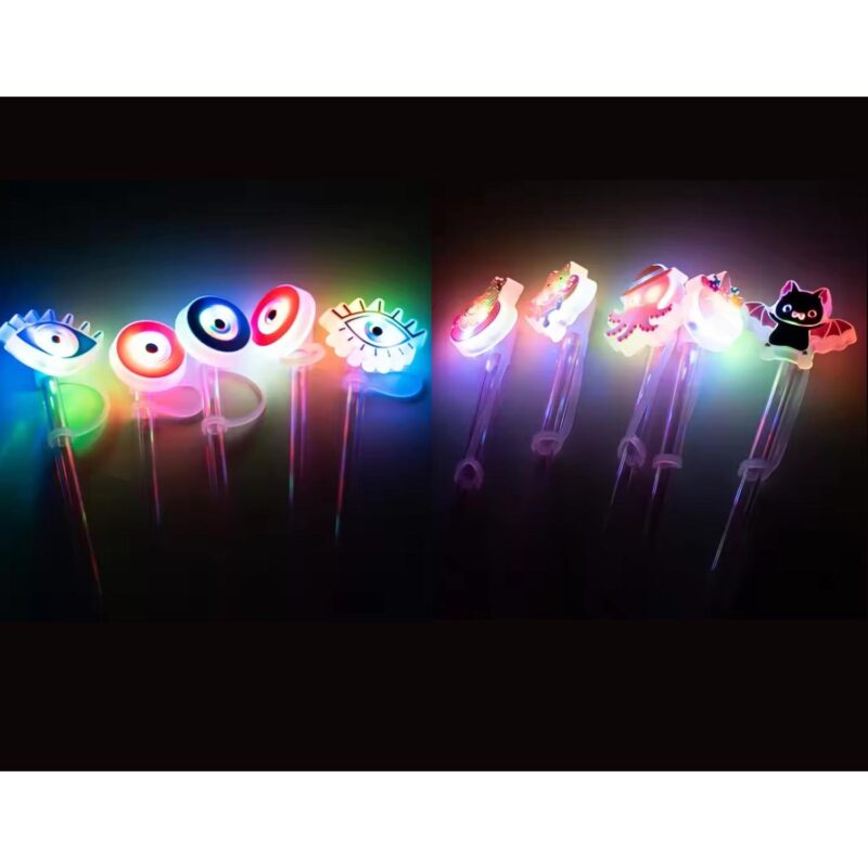 Light Up Silicone Straw Cover Vibration Glow Tumbler Topper - 1