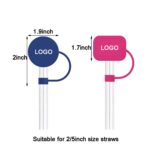 Custom Printed Reusable Silicone Straw Topper Cover 2''x2'' - 1