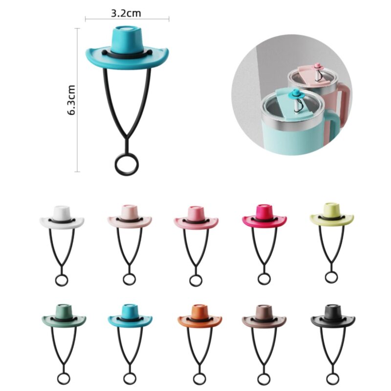 Cowboy Hat Shaped Silicone Straw Topper - 1