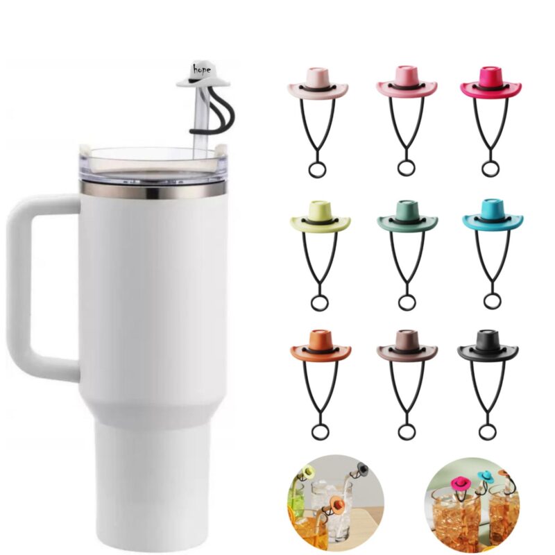 Cowboy Hat Shaped Silicone Straw Topper