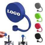 Round Silicone Straw Topper with Secure Loop