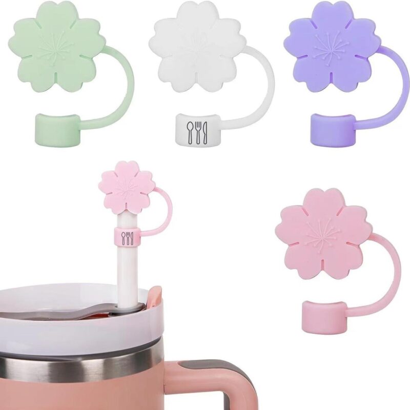 Silicone Dust-Proof Sakura-Shaped Straw Cover
