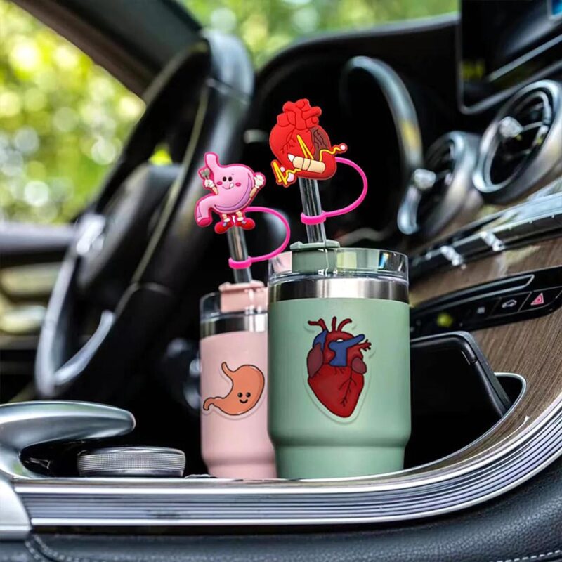 Silicone Straw Cover Cap Dust Plug Decorative Clip - 4