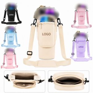 40 Oz Tumbler Neoprene Carrier With Adjustable Shoulder Strap And Straw Cover