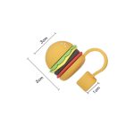 Hamburger & French Fries Silicone & PVC Straw Topper & Dustproof Cover 10mm Straw Accessory - 1
