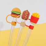 Hamburger & French Fries Silicone & PVC Straw Topper & Dustproof Cover 10mm Straw Accessory - 4