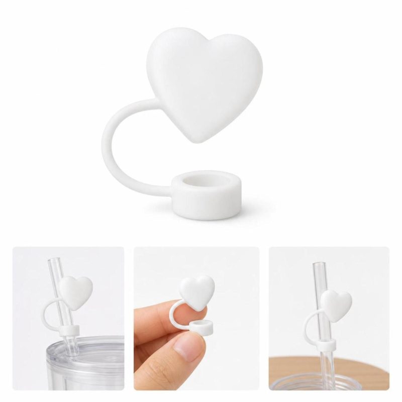 Heart-Shaped Silicone Straw Cover Caps - 1