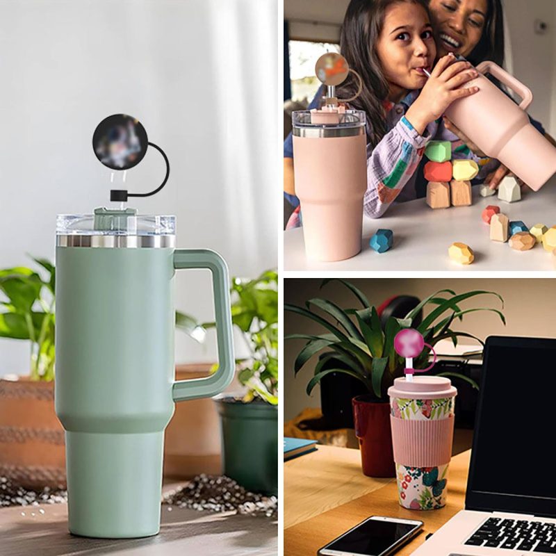 Reusable Silicone Straw Topper Cover - 3