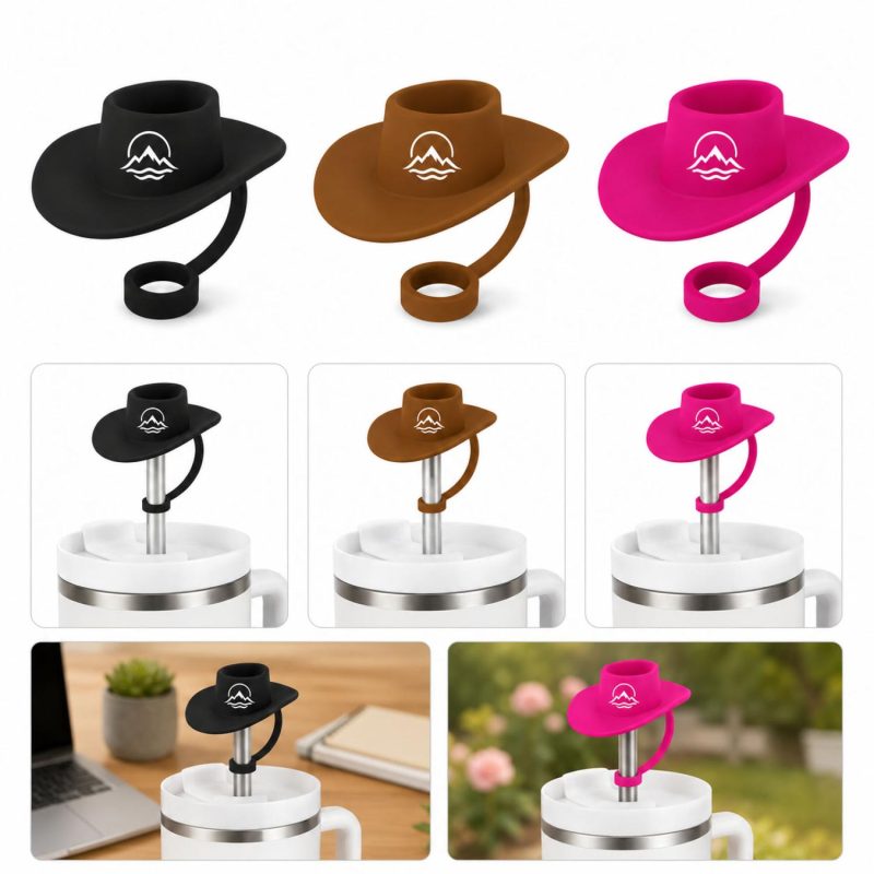 Cowboy Hat Silicone Straw Topper