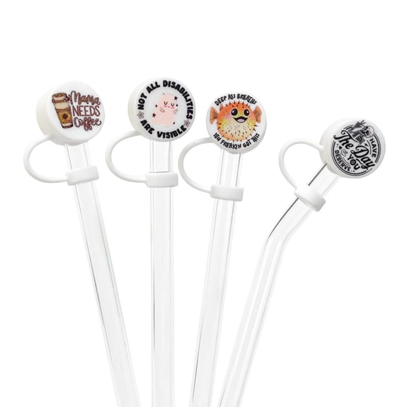 Silicone Straw Topper with 3D custom logo - 2