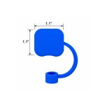 1.1" Square Silicone Tethered Straw Cover - 2