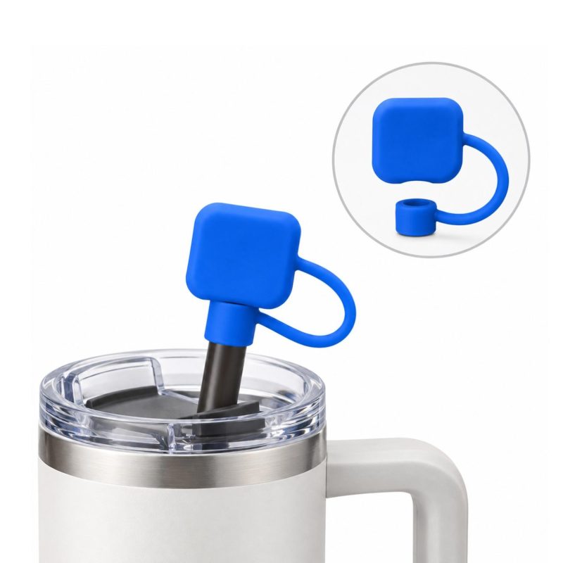 1.1" Square Silicone Tethered Straw Cover - 3