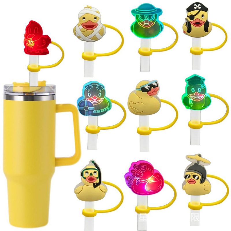 LED Flashing Duck Shape Straw Cover - 1