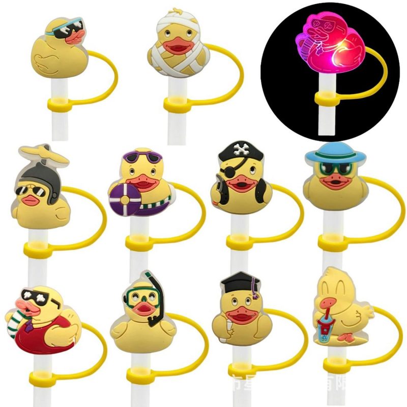 LED Flashing Duck Shape Straw Cover