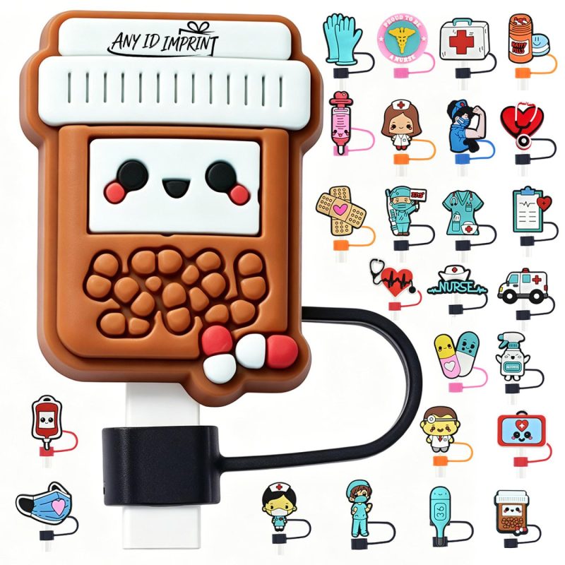 Novelty Straw Cover With Character Shape And Attached Loop