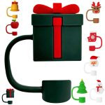 Novelty Straw Cover With Gift Box Shape And Connecting Loop - 1