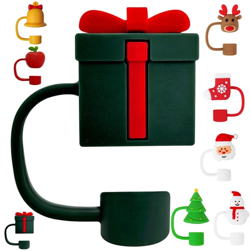 Novelty Straw Cover With Gift Box Shape And Connecting Loop - 1