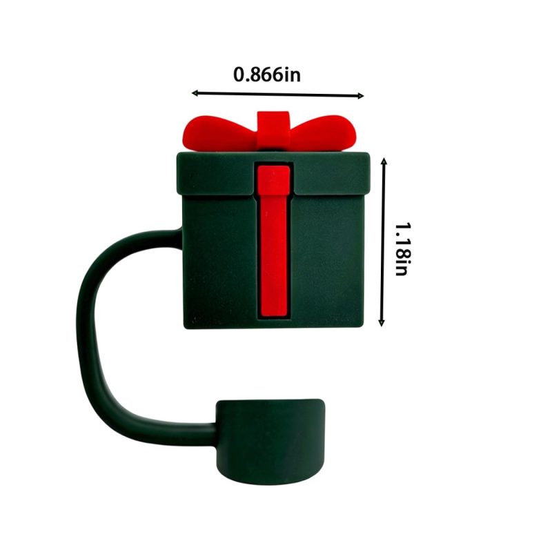Novelty Straw Cover With Gift Box Shape And Connecting Loop - 2