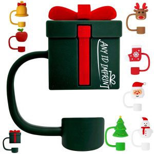 Novelty Straw Cover With Gift Box Shape And Connecting Loop