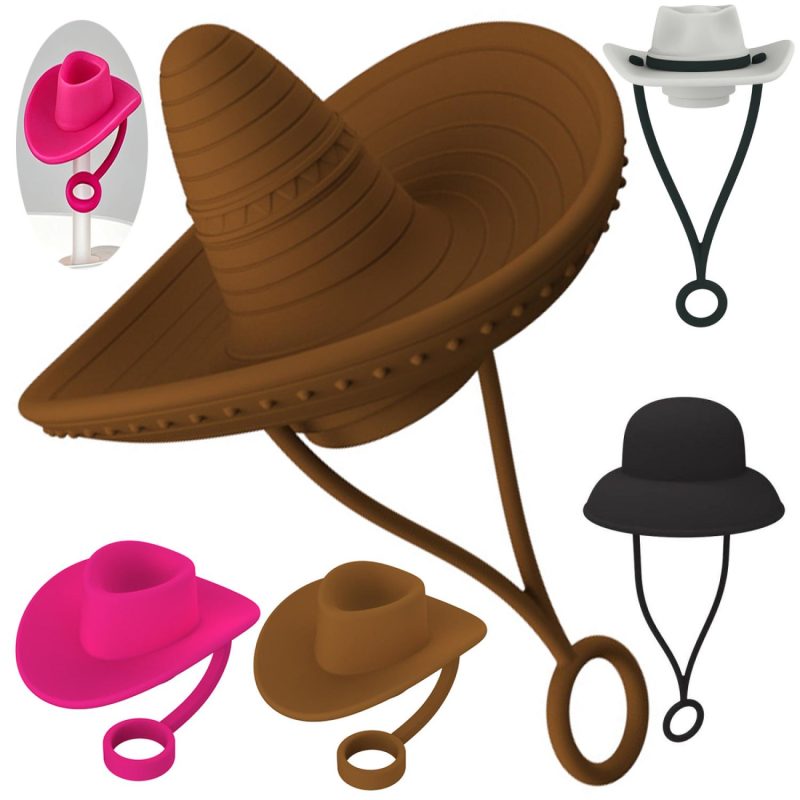 Novelty Straw Cover With Hat Shape And Hanging Loop - 1