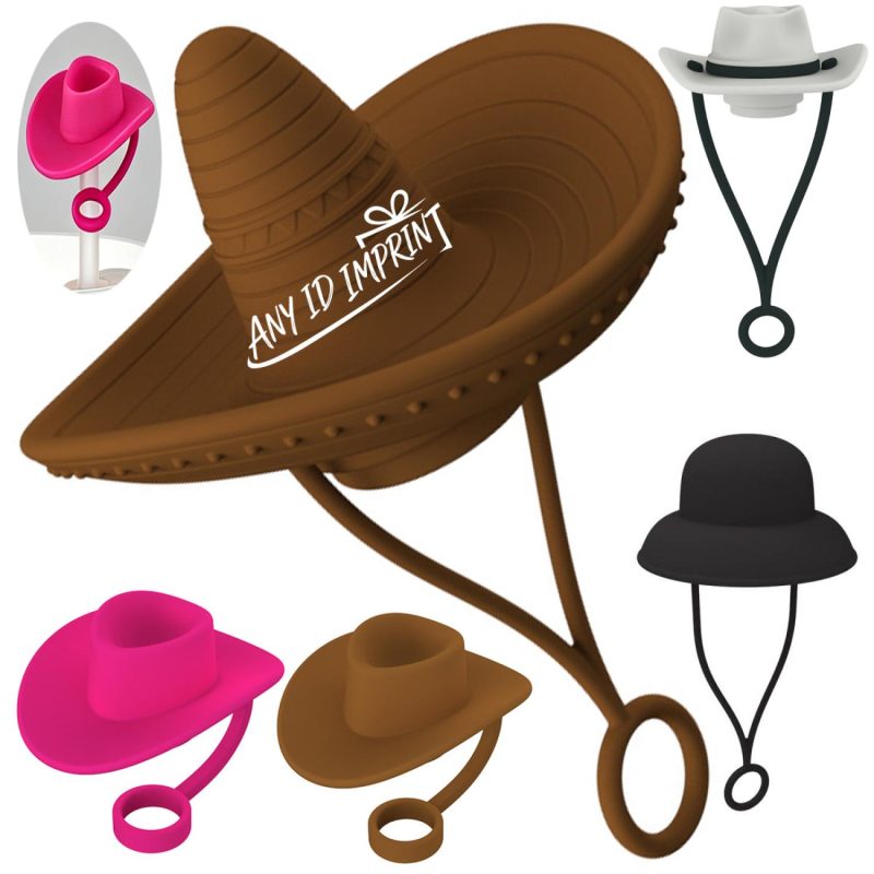 Novelty-Straw-Cover-With-Hat-Shape-And-Hanging-Loop-E05175 Novelty Straw Cover With Hat Shape And Hanging Loop