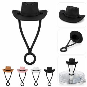 Silicone Cowboy Hat Straw Cover Tumbler Lid Imprintable Beverage Promotion