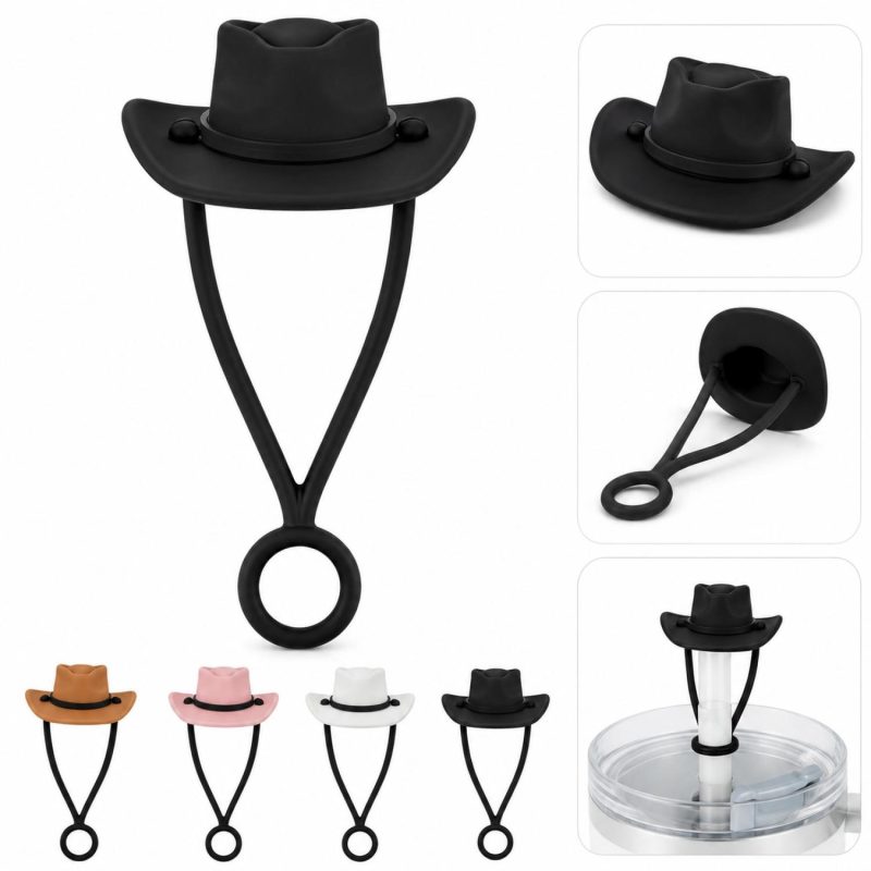 Silicone Cowboy Hat Straw Cover Tumbler Lid Imprintable Beverage Promotion