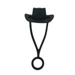 Tethered Silicone Straw Cover in a Cowboy Hat Shape - 2