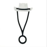 Tethered Silicone Straw Cover in a Cowboy Hat Shape - 4